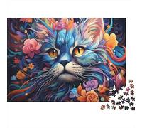 Colorful Cat Portrait 100% Recycled Cardboard Cat with Warm Blanket 1000Pc Jigsaw Puzzle Adults Fun Activity for Rainy Days 52x38cm/1000pcs