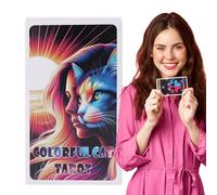 Colorful Cat Tarot Deck, 78-Piece Original Tarots Card, Beginner-Friendly English Tarot Cards, 10,3 x 6 cm Size, Insightful Adivination for Kids, Adults, Beginners and Experts