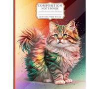 Colorful Cat Watercolour Journal: Vibrant Rainbow Feline Art Composition Book - 120 Wide Ruled Pages - 7.5 x 9.25 inches