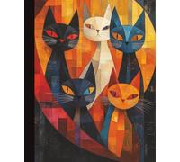 Colorful Cats Abstract Art Composition Notebook: College Ruled Journal | 7.5x9.25 in | 110 Pages | Geometric Multi-Cat Design for School & Work