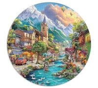 Colorful Chinese Street with Snail Decorations 1000 Piezas Rompecabezas Redondo Rompecabezas Redondo De Puzzle 1000 Piezas Colorful Chinese Street with Snail Decorations Puzzle De Madera para Adultos