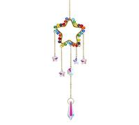 Colorful Crystals Suncatcher Hanging Sun Catcher with Chain Pendant Ornament for Window Home Garden Party Wedding Decoration(Pentagram)