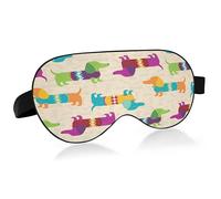 Colorful Dachshund and Dog Bones Sleep Mask Lightweight Soft Breathable Eye Mask with Adjustable Strap Blackout Eye Mask for Women Men for Travel Night Sleeping