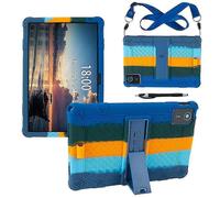 (Colorful Dark Blue) For Lenovo Tab M11 Case Retro Textured Pc Kickstand Silicone Tablet Cover With Shoulder Strap