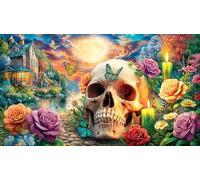 Colorful-Day-of-The-Dead-Skeleton-Woman Puzzle Adultos 1000 Piezas Papel Reciclado Juego Familiar Desafiante para decoración Mural y Regalos 70x50/1000pcs