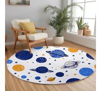Colorful Dibujos Animados Alfombras Redondas 60 cm para Sala de Estar, Lavables Antideslizantes de Pelo Corto, Universo Espacio Planetas Alfombra Estampada para Dormitorio habitación Infantil