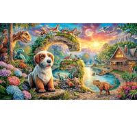 Colorful-Dinosaurs-in-a-Vibrant-Jungle-Scene Puzzle para Adultos 1000 Piezas Decoración Mural Hermosa Papel Reciclado Juego Educativo Regalo 38x52/1000pcs