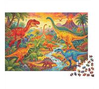Colorful Dinosaurs Puzzle para Adultoos 1000 Piezas Recyclable Prehistoric World Senior Puzzles Difícil e Imposible Desafiante Alivia la Demencia Senil Activity 52x38cm/1000pcs