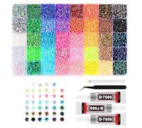 Colorful DIY Resin Rhinestone Kit, Bedazzling Kit, 3mm Rainbow Jelly Rhinestones Gems, Multicolor 3mm Flatback Gems for Diamond Art,Clothing, DIY Nail Art & Crafts Decor Projects (color A)