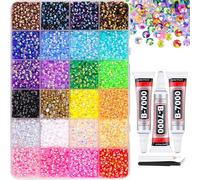 Colorful DIY Resin Rhinestone Kit, Bedazzling Kit, 3mm Rainbow Jelly Rhinestones Gems, Multicolor 3mm Flatback Gems for Diamond Art,Clothing, DIY Nail Art & Crafts Decor Projects (color D)