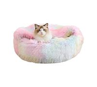 Colorful Dog and Cat Bed, Comfortable Soft Pet Resting Place, Rainbow Winter Pet Bedding, Unique Plush Medium Size Dog Bed 15.75x15.75 for Winter, Cat and Small Dog (Rainbow)