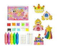 Colorful Dot Art Kit, Creative Craft Activity Set, 6 Inches Keychain Dotting Board, Acrylic Craft Keychain Kit, DIY Art Supplies with Cute Style, Educational Activity for Children Boys Girls School