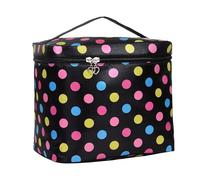 Colorful Dots Design Makeup Pouch, Makeup Storage for Home and Travel, Zipper Makeup Bag with Compartments, Square Handle Cosmetic Bag 7.87x7.87x9.84 for Women, Home, Travel
