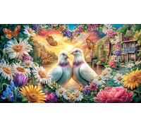 Colorful-Dove-with-Flower-in-Vibrant-Fantasy Puzzle Adultos 1000 Piezas Juego Educativo relajación Desafiante Papel Reciclado Idea de Regalo 70x50/1000pcs