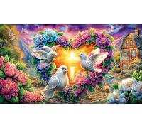Colorful-Dove-with-Flower-in-Vibrant-Fantasy Puzzle Adultos 1000 Piezas Juego Educativo relajación Papel Reciclado Actividad en casa Regalo 70x50/1000pcs