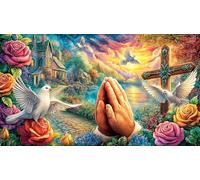 Colorful-Dove-with-Roses-and-Hearts Puzzle Adultos 1000 Piezas Juego Educativo relajación Papel Reciclado Actividad en casa Regalo 70x50/1000pcs