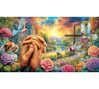 Colorful-Dove-with-Roses-and-Hearts Puzzle Adultos 1000 Piezas Papel Reciclado Juego Familiar Divertido Desafiante para decoración Mural 70x50/1000pcs