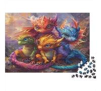 Colorful Dragon Babies 100% Recycled Cardboard Colorful Baby Dragons 1000 Piece Puzzle for Adults The Impossible Challenge 70x50cm/1000pcs