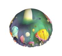 Colorful Dream Mushroom - Gorro de ducha para mujer, impermeable, reutilizable, con cordón elástico lavable, adecuado para cabello largo y trenzas, ideal para ducharse.