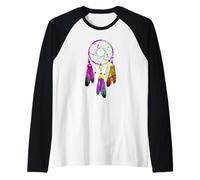 Colorful Dreamcatcher Feathers Native Tribal Camiseta Manga Raglan