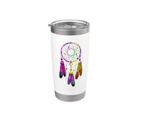 Colorful Dreamcatcher Feathers Native Tribal Vaso térmico de acero inoxidable de doble pared