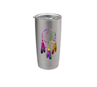 Colorful Dreamcatcher Feathers Native Tribal Vaso térmico de acero inoxidable de doble pared