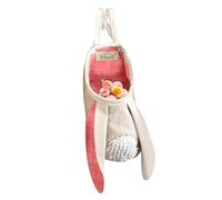 Colorful Easter Bunny Bag, Plush Long Ear Goodie Bags, Reusable Kids Easter Bucket Bags, Decorative Egg Hunting Bags 7.87x5.91" for Kids and Home Party Favors (Pink)