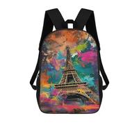 Colorful Eiffel Tower Art Print Mochilas Impresas En 3D Para Niños 17inch Mochilas De Moda Informales Para El Día A Día, Bolsas De Viaje, Mochilas Informales Para Exteriores Para Niños Y Niñas