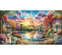 Colorful-Eiffel-Tower-Splash-Art 1000 Piezas Puzzle Adultos Juego Familiar Desafiante Papel Reciclado para Adultos y niños de 12 años 38x26/1000pcs