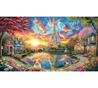 Colorful-Eiffel-Tower-Splash-Art 1000 Piezas Puzzle Educativo desafiante para Adultos y niños Papel Reciclado Actividad en casa 38x26/1000pcs