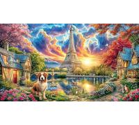 Colorful-Eiffel-Tower-Splash-Art 1000 Piezas Puzzle Educativo para Adultos Desafiante Papel Reciclado Idea 70x50/1000pcs