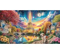 Colorful-Eiffel-Tower-Splash-Art Puzzle de 1000 Piezas Reciclado Juego Educativo Desafiante para Adultos y niños de 12 años y más 38x26/1000pcs