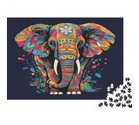 Colorful Elephant Art Colourful Painted Elephant Head 1000 Pcs Jigsaws for Adults The Impossible Challenge Brain Development 52x38cm/1000pcs