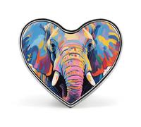 Colorful Elephant Painting Lapel Pin Heart Brooches And Pins - Metal Badge for Shirts, Jackets, Hats | Durable Fashion Accessory & Gift for Men, Women, Events