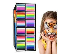 Colorful Face Paint - Body Makeup for Theater | Water Smudge Proof Washable 12 Grids with Brush Markers, Women Girls Kids Party Halloween Sports Cosplay Daily