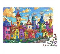 Colorful Fantasy Town_2 Senior Puzzles 1000 Piezas Recycled Fairy Tale Puzzles Puzzle Game Props Tiempo De Juego Familiar Juego Educativo Challenge Regalo 38x26cm/1000pcs