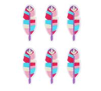 Colorful Feather Embroidered Iron On Patches Vibrant DIY Craft Covers Stains For Shirts Bags Hats Backpacks Cotton 6Pcs 5.8cm x 2cm