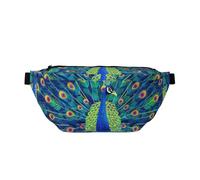 Colorful Feathers - Bolso bandolera de pavo real para mujeres y hombres, bolsa de hombro cruzada, mochila pequeña para viajes y senderismo, multicolor, Talla única, Mochila de senderismo