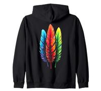 Colorful Feathers Tribal Native American Indian Indigenous Sudadera con Capucha