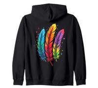 Colorful Feathers Tribal Native American Indian Indigenous Sudadera con Capucha