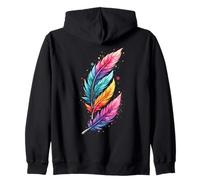 Colorful Feathers Tribal Native American Indian Indigenous Sudadera con Capucha