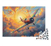 Colorful Fighter Plane Colourful Vibrant Airplane Art 1000 Pcs Jigsaws for Adults The Impossible Challenge Brain Development 38x26cm/1000pcs