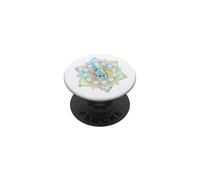 Colorful Floral Mandala Sacred Fractal Geometry Good Vibe PopSockets PopGrip Adhesivo