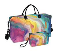 Colorful Flow Glow - Bolsa de viaje para fin de semana/noche, bolsa de gimnasio con bolsa de aseo para yoga, multifuncional, brillo de flujo colorido, 1 tamaño, Colorful Flow Glow, 1 size