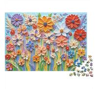 Colorful Flower Art Colourful 3D Colorful Flowers 1000 Pieces Jigsaws Adults Beautiful Decoration Home Activity 52x38cm/1000pcs