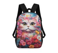 Colorful Flower Cat Art Print Mochilas Impresas En 3D Para Niños 17inch Mochilas De Moda Informales Para El Día A Día, Bolsas De Viaje, Mochilas Informales Para Exteriores Para Niños Y Niñas