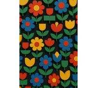 Colorful Flower Composition Notebook: Black Background Retro Floral Cover | 110 College Ruled Pages 6x9