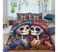 Colorful Folk Art Funda Edredon Microfibra 3 Piezas Compuesto Impresión 3D Cierre de Colorido Folk Arte Funda de Edredón Funda de Almohada a Juego Antibacteriana Lavables for niña King（220x240cm）