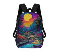 Colorful Forest Sunset Landscape Mochilas Impresas En 3D Para Niños 17inch Mochilas De Moda Informales Para El Día A Día, Bolsas De Viaje, Mochilas Informales Para Exteriores Para Niños Y Niñas