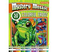 Colorful Frogs Mystery Mosaics Color by Number: 50 Pixel Art Puzzles for Relaxation and Creativity